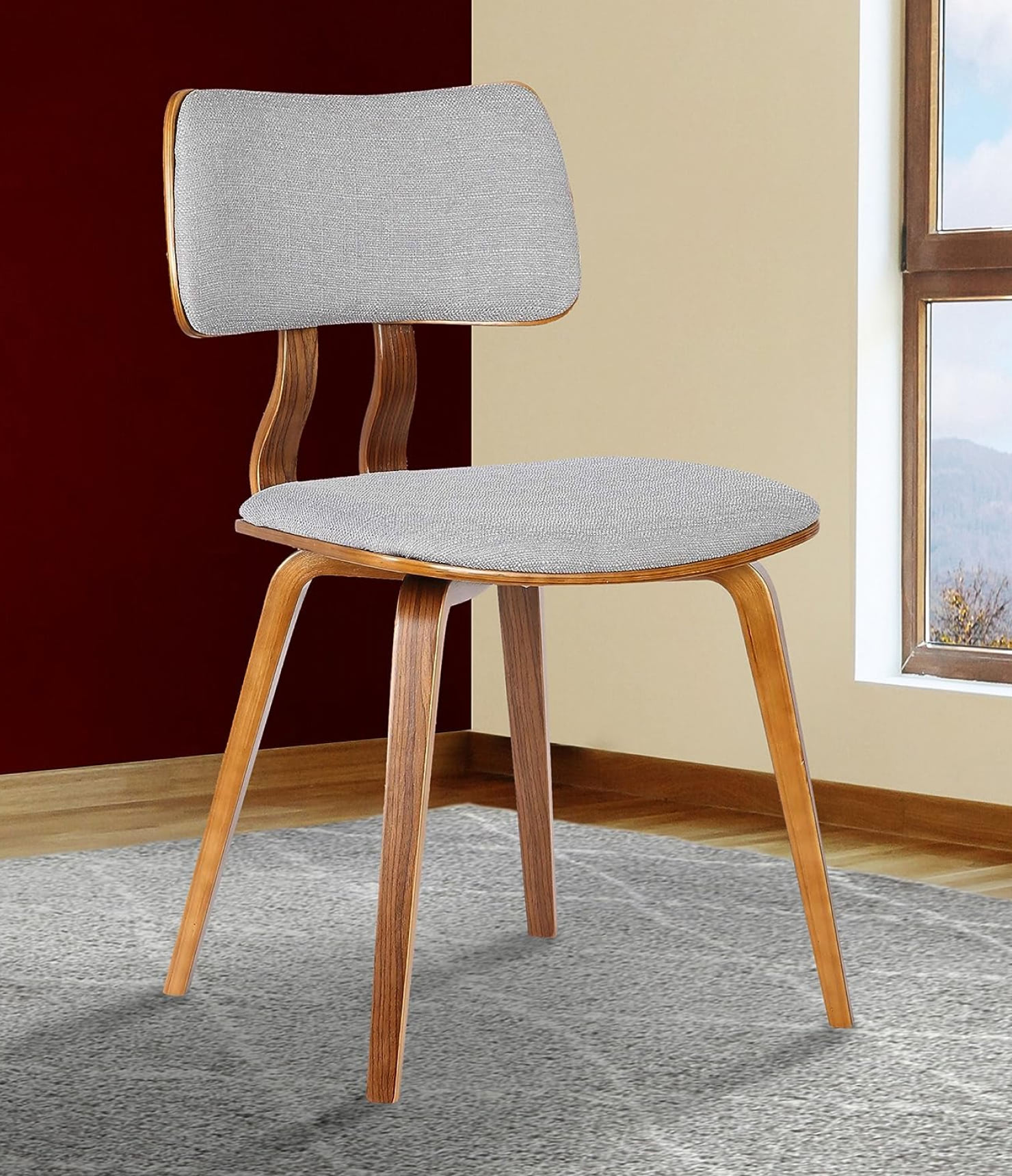 Jaguar Dining Chair in Grey Fabric and Walnut Wood — изображение 2